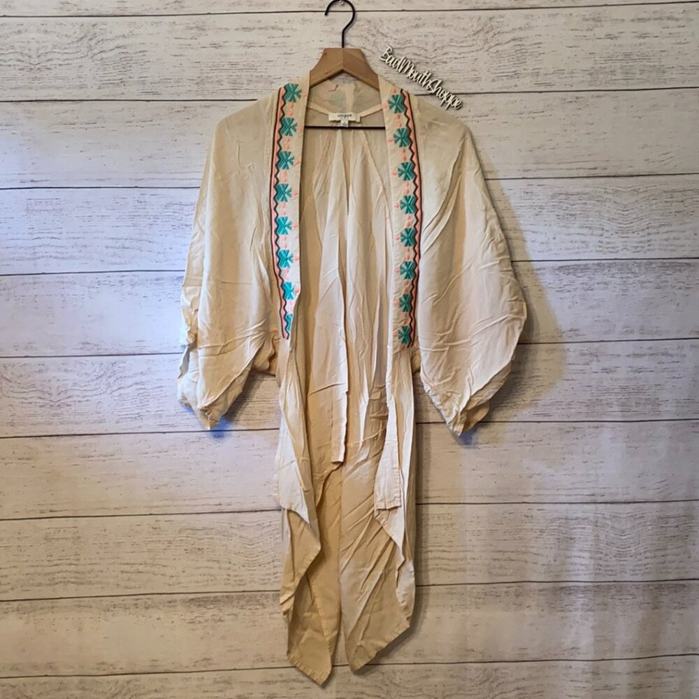Umgee Embroidered Spring Open Front Cropped Kimono Top
